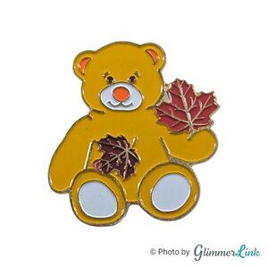 Build A Bear Workshop 2007 Yellow Teddy Bear Fall Autumn Maple Leaves Pin